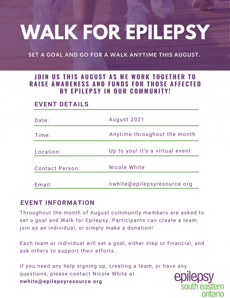 Walk for Epilepsy Epilepsy South Eastern Ontario